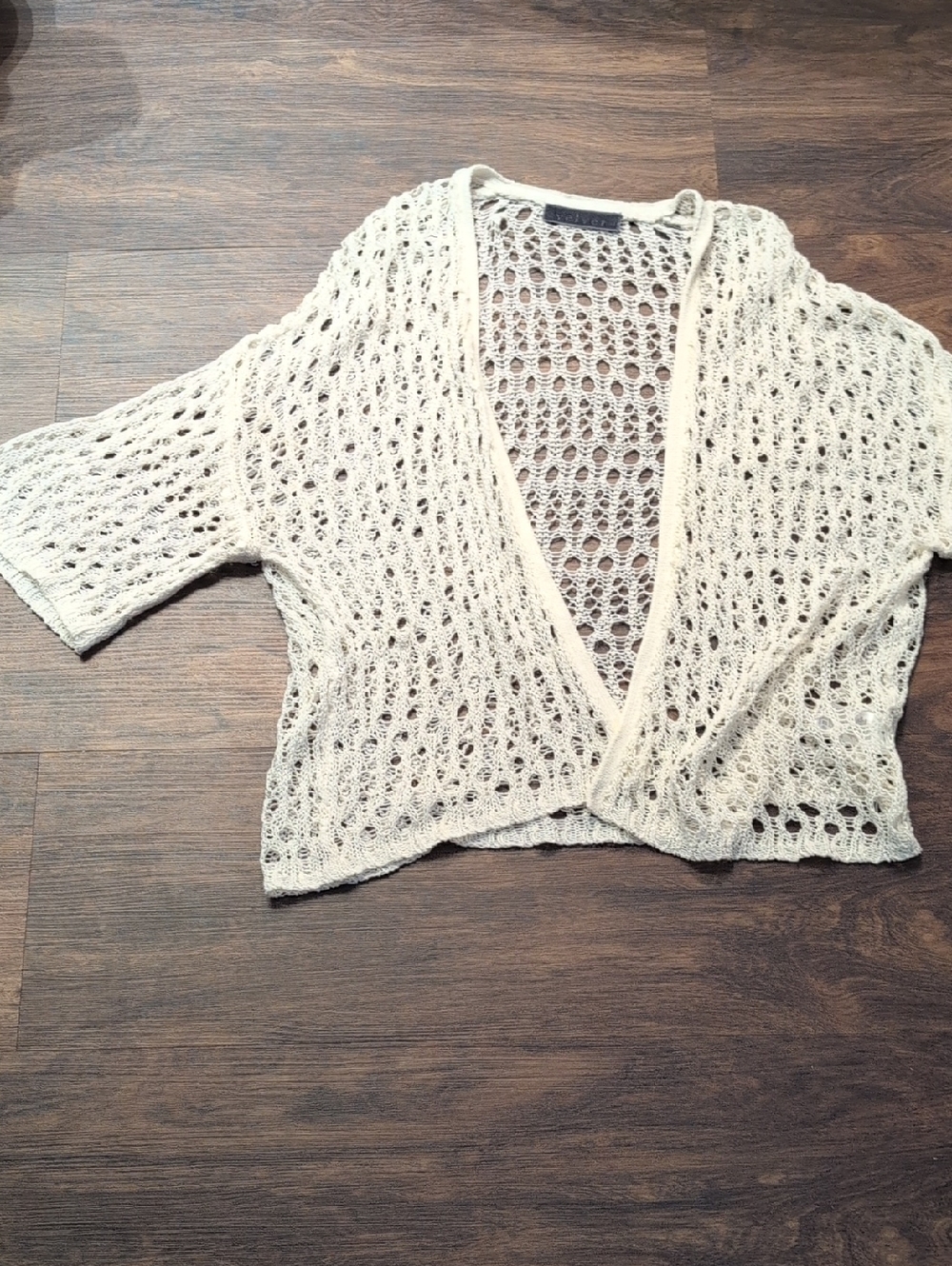 Velvet Cream Open-Weave Women's Sweater Cardigan